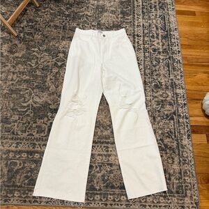 Show Me Your MuMu White Distressed Wide Leg Jeans size 27